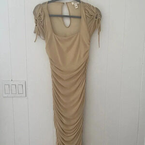 Privy Dress‎ Taupe Ruched With Cut Out In Back Size M
